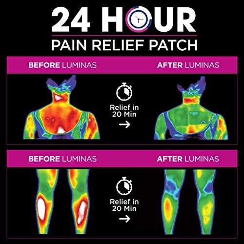 Product Cover LUMINAS Pain Relief Patches (24 Pack) Up to 24 Hours of Pain Relief for: Joints, Back, Hip, Neck, Headache, Shoulder, Knee, Menstrual Cramps, Muscles, Tendon, Foot, and Other Common Aches and Pains.