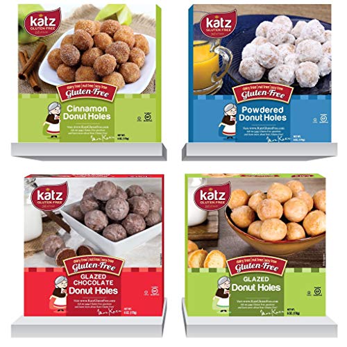 Product Cover Katz Gluten Free Snacks Donut Holes Variety Pack | Powdered, Glazed, Glazed Chocolate, Cinnamon | Dairy Free, Nut Free, Soy Free, Gluten Free | Kosher (1 Pack of each)