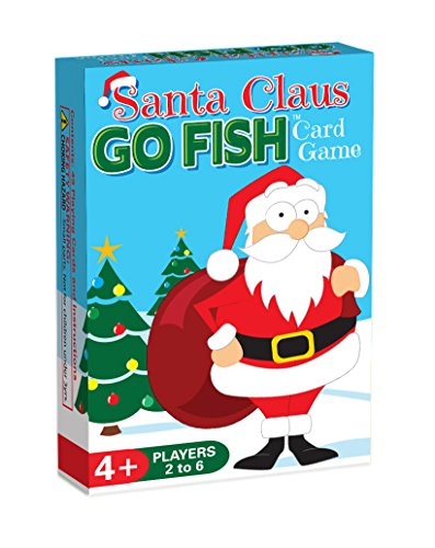 Product Cover Santa Claus GO FISH, a Christmas Card Game for Kids (GO FISH, Old Maid, and Slap Jack), Play 3 Classic Kids Games Using ONE Holiday Themed Deck, Ideally Sized for Use as Stocking Stuffers