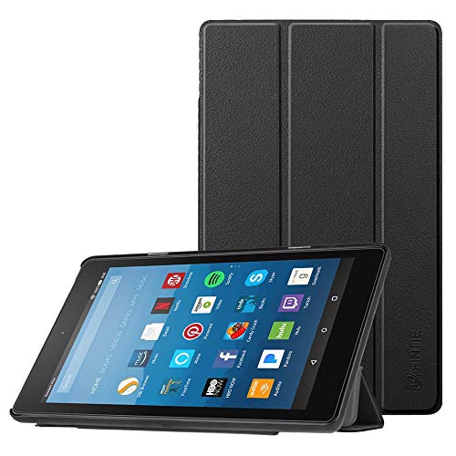 Product Cover Fintie Slim Case for All-New Amazon Fire HD 8 Tablet (7th and 8th Generation Tablets, 2017 and 2018 Releases), Ultra Lightweight Slim Shell Standing Cover with Auto Wake/Sleep, Black