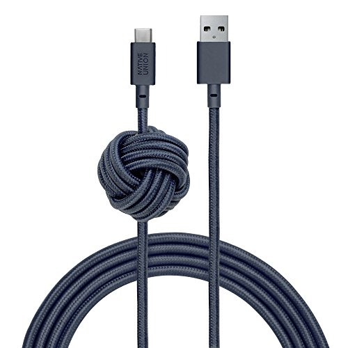 Product Cover Native Union Night Cable USB-C to USB-A - 10ft Ultra-Strong Charging Cable with Weighted Knot for Samsung Galaxy Note 9 / S9, Sony XZ, LG V20 / G7, HTC 10 / U12+, Google Pixel 2/3 and More (Marine)