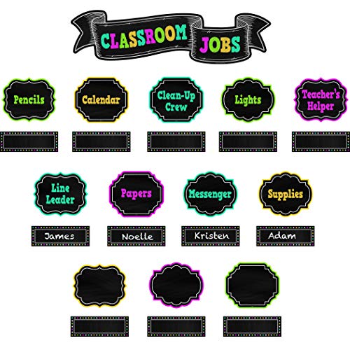 Product Cover Teacher Created Resources Chalkboard Brights Classroom Jobs Mini Bulletin Board