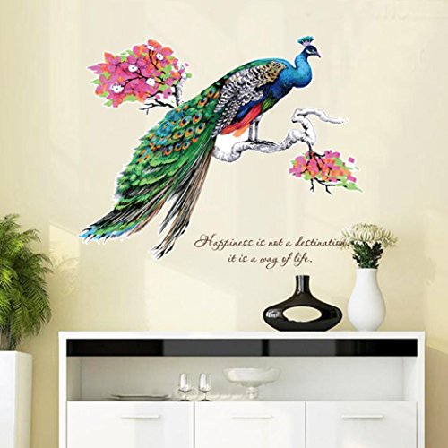 Product Cover Wall Stickers,GOODCULLER DIY Chinese Style Peacock Environment Layout TV Background Wall Decoration Removable Wall Stickers Home Decor