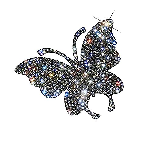 Product Cover Ling's boutique(TM) Various Patterns of Crystal Car Stickers,Decorate Cars Bumper Window Laptops Luggage Rhinestone Sticker,White (Butterfly)