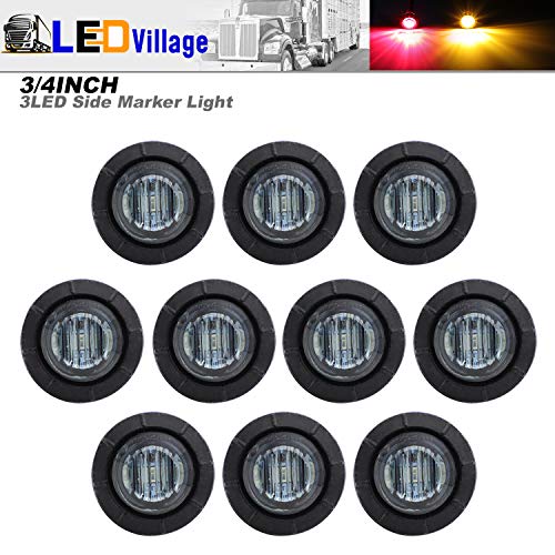 Product Cover 10 Pcs TMH 3/4 Inch Surface Mount Smoked Lens 5 Amber & 5 Red LED Clearance Markers Bullet Marker lights, side marker lights, led marker lights, led trailer marker lights