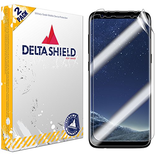 Product Cover DeltaShield Galaxy S8 Screen Protector (2-Pack, Case Friendly Updated Design), BodyArmor Full Coverage Screen Protector for Galaxy S8 Military-Grade Clear HD Anti Bubble Film