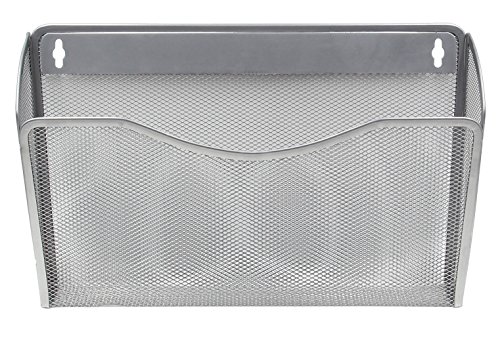 Product Cover EasyPAG Mesh Bin Office Single Pocket Wall File Holder Hanging Organizer,Silver