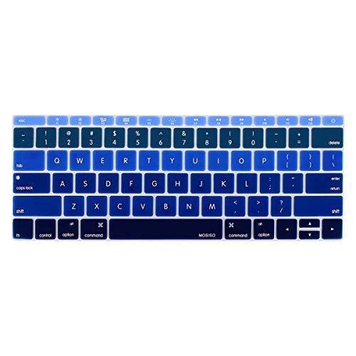 Product Cover MOSISO Silicone Keyboard Cover Protective Skin Compatible with MacBook Pro 13 inch 2017 & 2016 Release A1708 Without Touch Bar, MacBook 12 inch A1534, Mix Ombre Blue