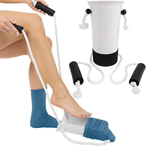 Product Cover Vive Sock Aid - Easy On and Off Stocking Slider - Donner Pulling Assist Device - Compression Sock Helper Aide Tool - Puller for Elderly, Senior, Pregnant, Diabetics - Pull Up Assistance Help