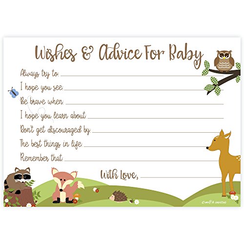 Product Cover Woodland Baby Shower Wishes and Advice for Baby Cards (50 Count)