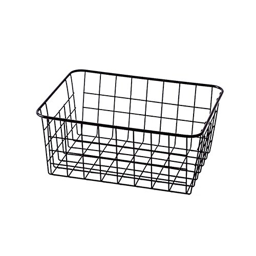 Product Cover Sturdy Small Wire Storage Basket with Kitchen Food Pantry Papers Home Office Desk Shelf Bathroom Laundry Room Shelf Bedroom Bed Room