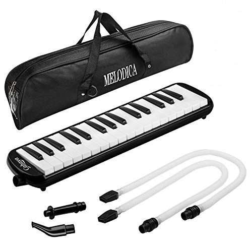 Product Cover CAHAYA Melodica 2 Double Mouthpieces Tube Sets Pianica Melodicas Piano Style 32 Key Portable with Carrying Bag