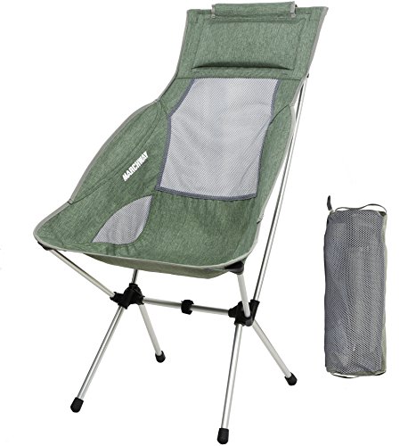 Product Cover MARCHWAY Lightweight Folding High Back Camping Chair with Headrest, Portable Compact for Outdoor Camp, Travel, Picnic, Festival, Hiking, Backpacking (Light Green)