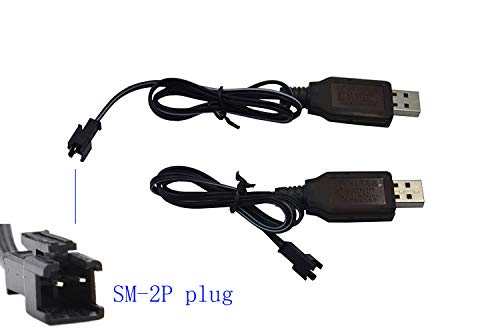 Product Cover Blomiky 2 Pack 4.8V 250mA USB Charger Power Adapter Cable for 4.8V NiCd or NiMH Battery 1:18 4WD Off Road Car Vehicle SM 2P USB 4.8V 2