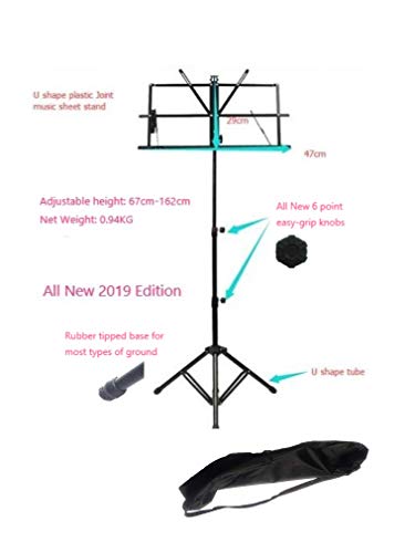 Product Cover Unistore [All New 2019 Edition] Upgraded Quality Rectangular Head Lightweight Music Stand, With 6-point easy grip adjustable knobs and rubber-tipped-strengthened tripod base * FREE CARRYING BAG included