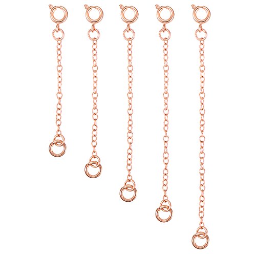 Product Cover Mudder 5 Pieces Necklace Extenders Bracelet Extender Chain Set for Necklace Bracelet DIY Jewelry Making (Rose Gold)