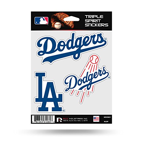 Product Cover Rico Industries Los Angeles Dodgers Triple Sticker Multi Decal Spirit Sheet Auto Home Baseball