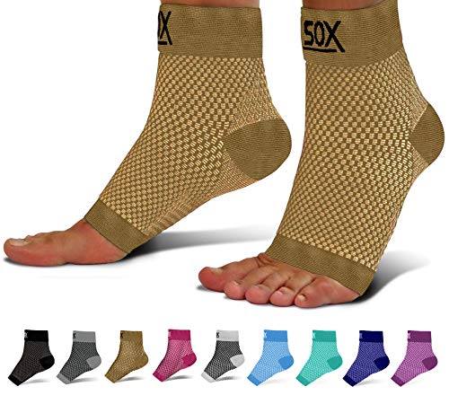 Product Cover SB SOX Compression Foot Sleeves for Men & Women - Best Plantar Fasciitis Socks for Plantar Fasciitis Pain Relief, Heel Pain, and Treatment for Everyday Use with Arch Support (Nude, Medium)