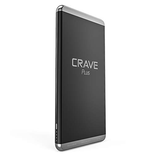 Product Cover Slim Power Bank, Crave Plus Aluminum Portable Charger with 10000 mAh [Quick Charge QC 3.0 USB + Type C] External Battery Pack for iPhone, iPad, Samsung and More.