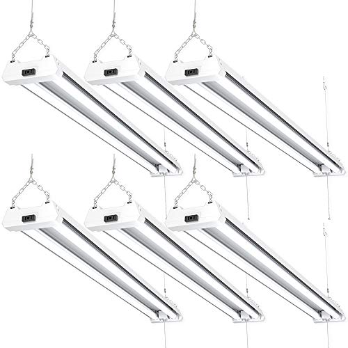 Product Cover Sunco Lighting 6 Pack LED Utility Shop Light, 4 FT, Linkable Integrated Fixture, 40W=260W, 5000K Daylight, 4100 LM, Frosted Lens, Surface/Suspension Mount, Pull Chain, Garage - ETL, Energy Star
