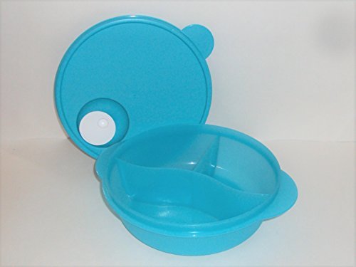 Product Cover Tupperware CrystalWave Microwave Lunch N Dish Divided Bowl Aqua Blue