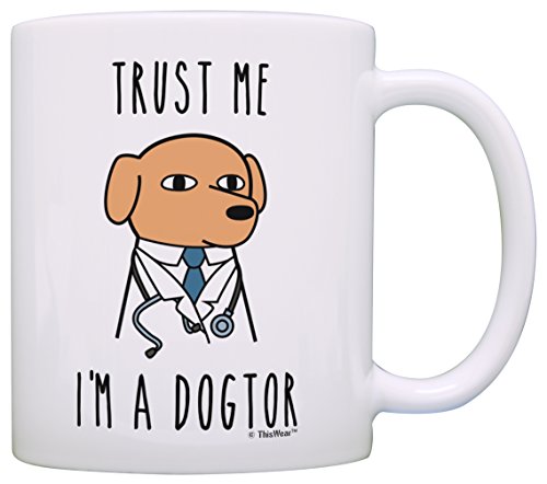 Product Cover Veterinarian Gifts Trust Me I'm a Dogtor Funny Dog Gifts Dog Owner Gifts Best Dog Gift Coffee Mug Tea Cup White
