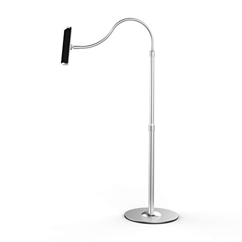 Product Cover UPERGO Floor Stand for Cell Phones, Tablets and E-Readers, Height Adjustable, Flexible Gooseneck(UP-9S), Silver