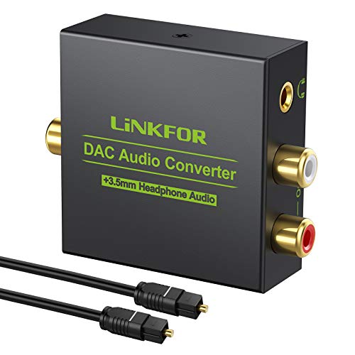 Product Cover LiNKFOR Digital to Analog Audio Converter DAC Converter Digital SPDIF Toslink Coaxial to Analog RCA L/R 3.5mm Jack Stereo Audio Adapter Converter with Optical Cable For HDTV Amps PS3 DVD PS4 TV Box
