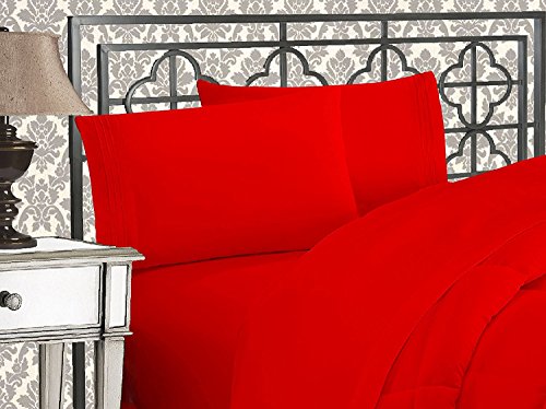 Product Cover Elegant Comfort 1500 Thread Count Wrinkle & Fade Resistant Egyptian Quality Ultra Soft Luxurious 2-Piece Pillowcases, Standard Size, Red
