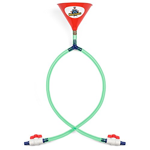 Product Cover Double Hose Beer Bong with Shut Off Valves - High Quality - for College Fraternity Parties, Drinking Games, Pool Parties and 4th of July - by Motorboaters