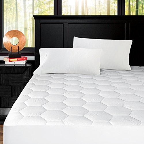 Product Cover Zen Bamboo Ultra Soft Fitted Bamboo Mattress Pad - Premium Hypoallergenic Bamboo Mattress Topper with Honeycomb Cooling Technology - Queen