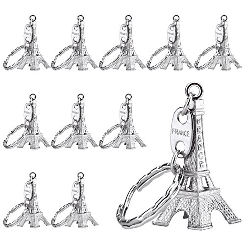 Product Cover Outus 15 Pieces Eiffel Tower Keyring Retro Adornment French Souvenirs Keychains (Silver)