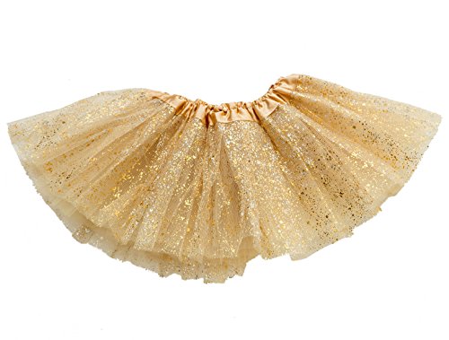 Product Cover GOODTECK Newborn Infant Baby Professional 3 Layers Sequin Tutu Tulle Skirt (6-18month, Gold)