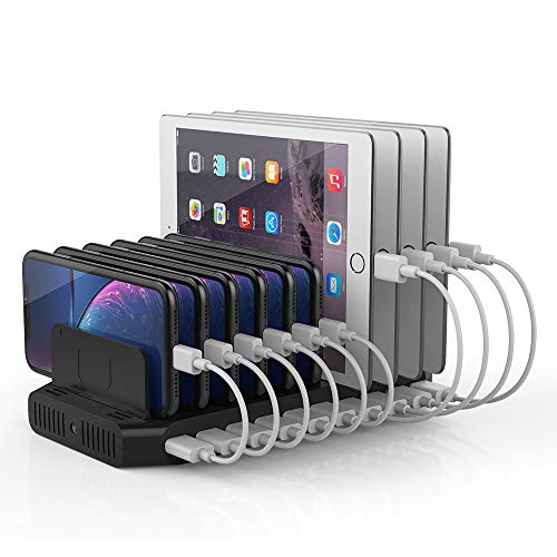 Product Cover Unitek USB Charging Station for Multiple Devices, iPad Charger Organizer Stand Dock with Dividers, Quick Charge 3.0 Compatible for Smartphone, Tablet, iPad and Other Electronics