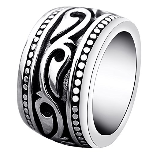 Product Cover enhong Stainless Steel Rings for Men Vintage Biker Wide Band Ring Size 7 8 9 10 11 12 13 14 15