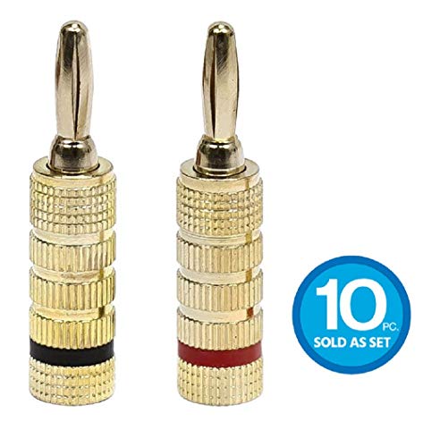 Product Cover Monoprice 5 PAIRS Of High-Quality Gold Plated Speaker Banana Plugs, Closed Screw Type