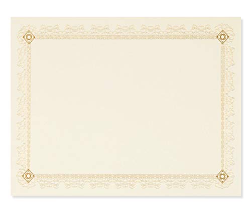 Product Cover Best Paper Greetings Certificate Paper with Gold Foil Leaf Borders - 48 Pack - Blank Printer Friendly Letter Size Gold, 8.5 x 11 Inches