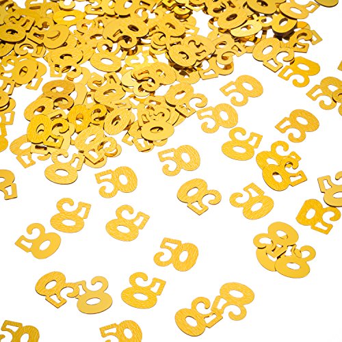 Product Cover WILLBOND 50th Birthday Confetti 50 Number Confetti 50th Party Confetti for Party Supplies (Gold, 1400 Pieces)