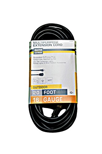 Product Cover ME, 20-Foot 16/3 Vinyl Landscape Outdoor Extension Cord, Black