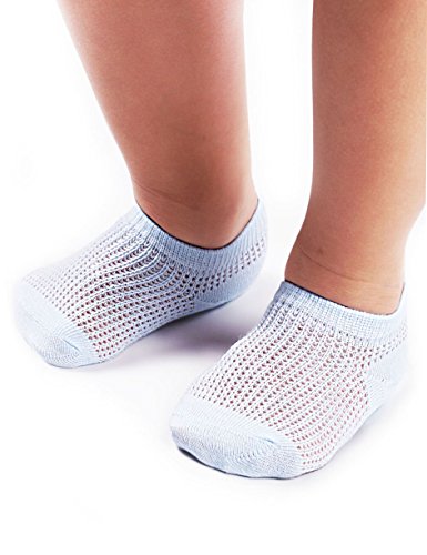Product Cover BabaMate 5 Pairs Toddler Little Kid Boys Girls No Show Ankle Socks - Soft Cotton Thin Mesh Infant Baby Summer Socks