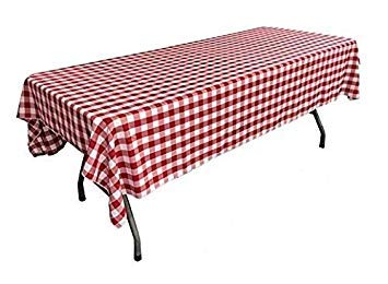 Product Cover Pack of 6 Plastic Red and White Checkered Tablecloths - 6 Pack - Picnic Table Covers by Oojami
