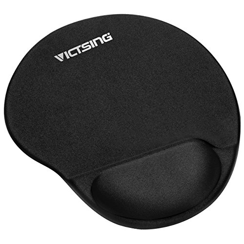 Product Cover VicTsing Mouse Pad, Ergonomic Mouse Pad with Gel Wrist Rest Support, Gaming Mouse Pad with Lycra Cloth, Non-Slip PU Base for Computer, Laptop, Home, Office & Travel, Black
