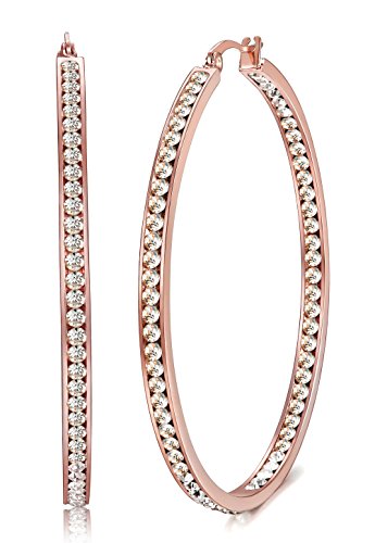 Product Cover ORAZIO Stainless Steel Women Hoop Earrings Cute Huggie Earrings Cubic Zirconia Inlaid 50MM