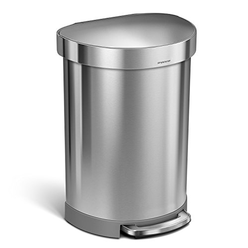 Product Cover simplehuman 60 Liter / 16 Gallon Stainless Steel Semi-Round Step Trash Can with Liner Rim, Brushed Stainless Steel