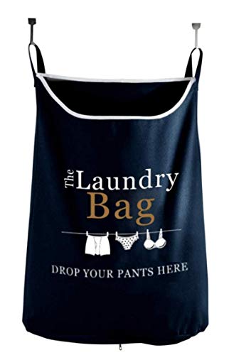 Product Cover The Fine Living Company USA - Drop Your Pants Here - Hanging Laundry Hamper Bag with Free Door Hooks