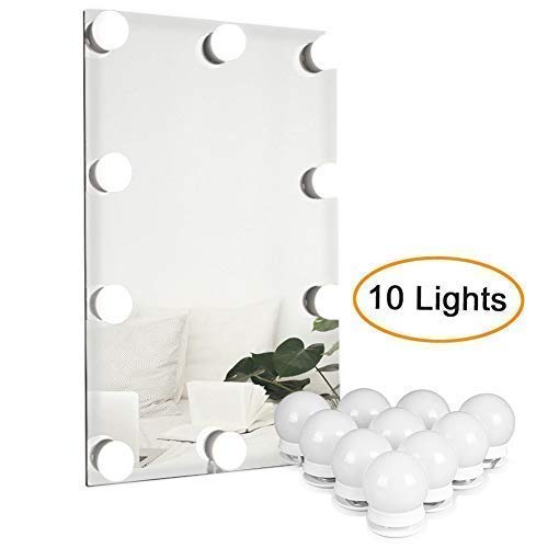 Product Cover Waneway Vanity Lights for Mirror, DIY Hollywood Lighted Makeup Vanity Mirror with Dimmable Lights, Stick on LED Mirror Light Kit for Vanity Set, Plug in Makeup Light for Bathroom Wall Mirror, 10-Bulb