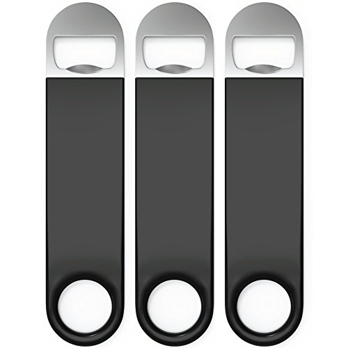 Product Cover Axim USA Premium Cold One Bartender Bottle Openers, Beer Bottle Openers, Speed Openers 3 Pack. Professional Grade: Rubber Coated, Stainless Steel. 7 inch