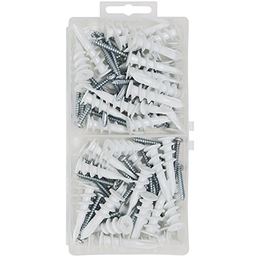 Product Cover T.K.Excellent Plastic Self Drilling Drywall Anchors E8/13x41mm Size 50Pcs with Pan Head Self Tapping Screws ＃8x1-1/4 Size 50 Pieces Assortment Kit