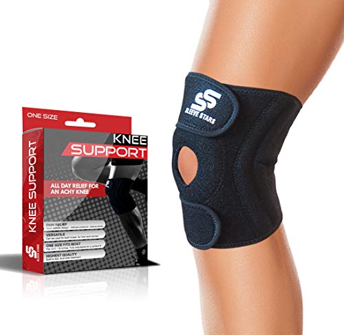 Product Cover Sleeve Stars Knee Support Brace With Neoprene Compression Stabilizer, Open Patella & Adjustable Straps for Basketball, Arthritis, Running and Hiking