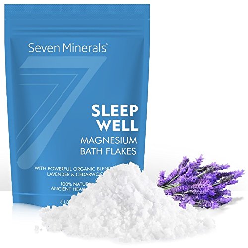 Product Cover New SLEEP WELL Magnesium Chloride Flakes - Absorbs Better than Epsom Salt - Unique & Natural Full Bath Soak Formula for Insomnia Relief & Healthy Sleep - With USDA Organic Cedarwood & Lavender Oils